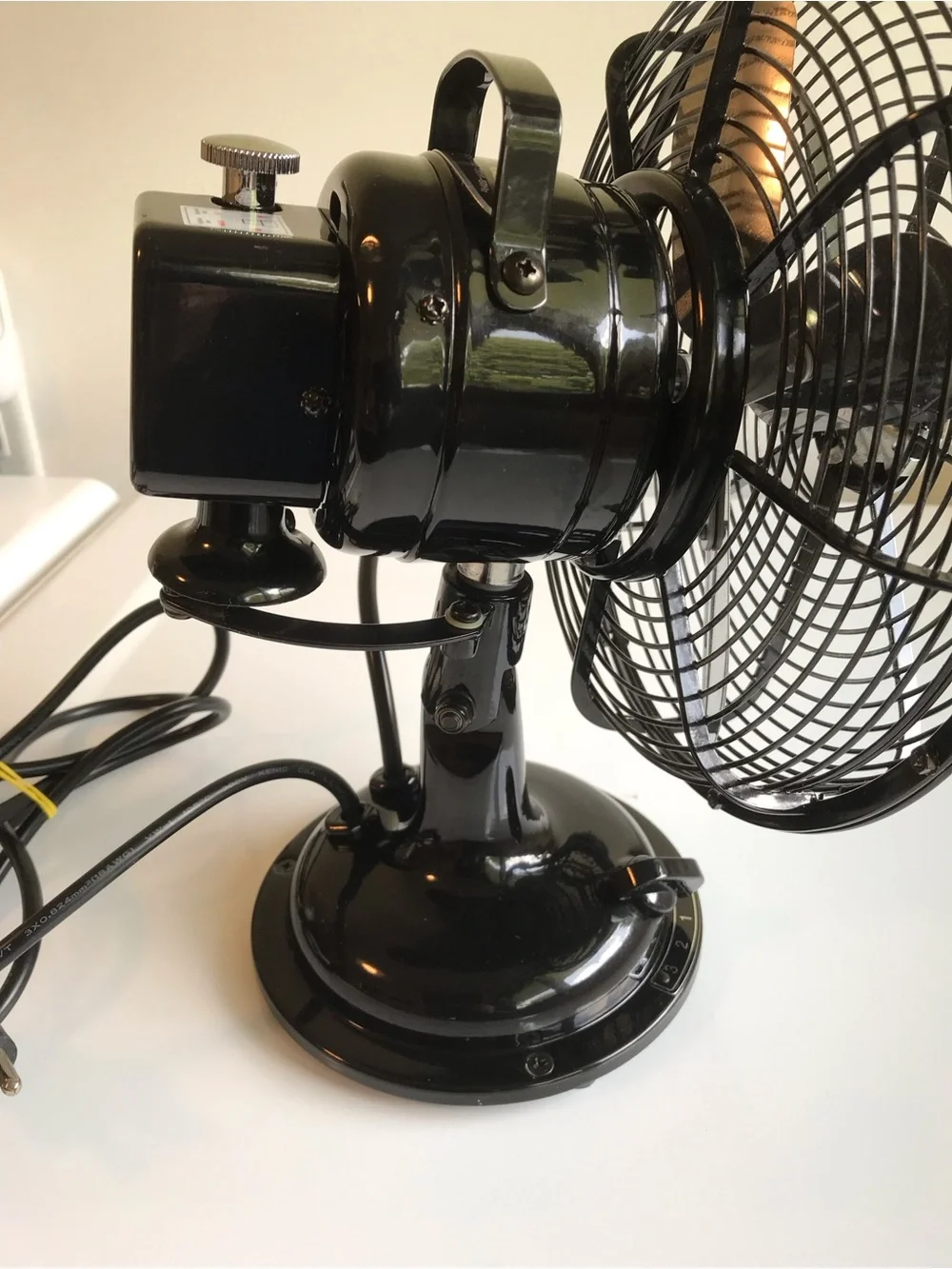 Restoration Hardware Allaire No 8 Black Small Tabletop Desktop Oscillating Fan